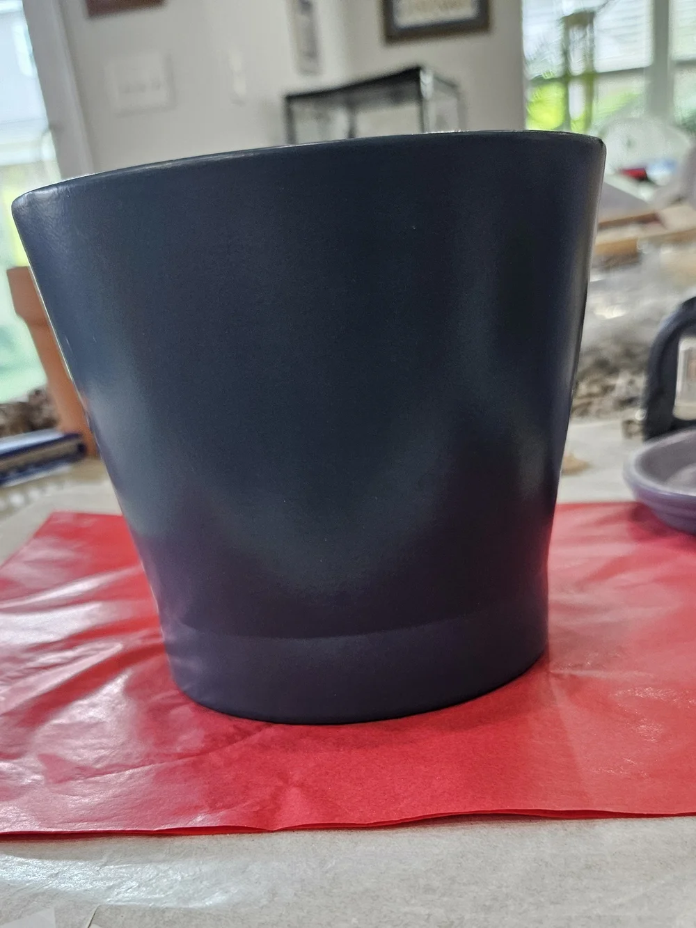 Vintage Ceramic Country Blue Orchid Pot W/ Liner - 5 1/2